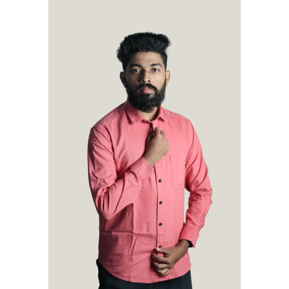 Mac Mille Peach Solid Oxford Cotton Shirt