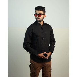 Mac Mille Black Solid Oxford Cotton Shirt